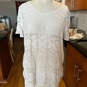 Lace/Mesh Cream Top